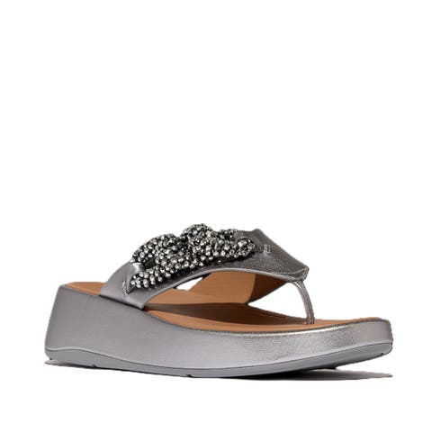 F Mode Beaded Chain Toe Post Sandals
