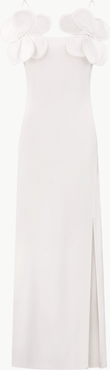 Malva Florea Long-Silhouette Sheath Dress With Delicate Straps and Floral Appliques