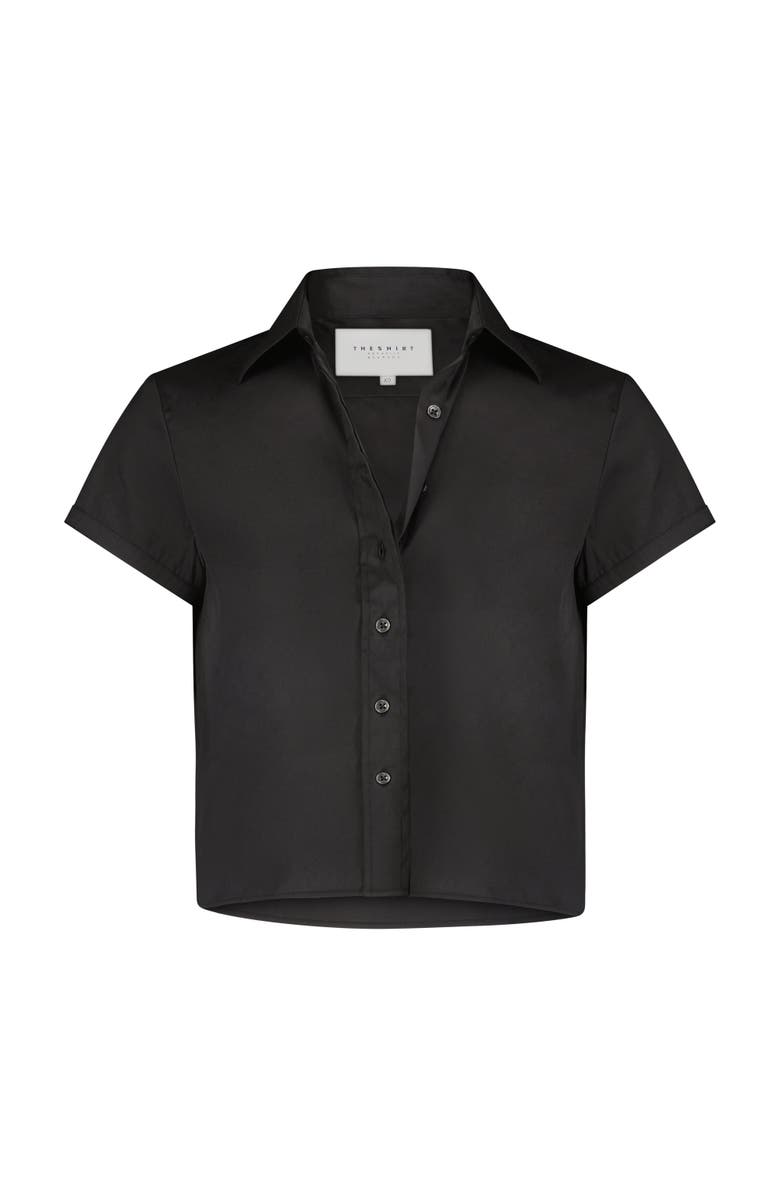 The Shirt by Rochelle Behrens The Boxy Cropped Short Sleeve Shirt, Alternate, color, Black