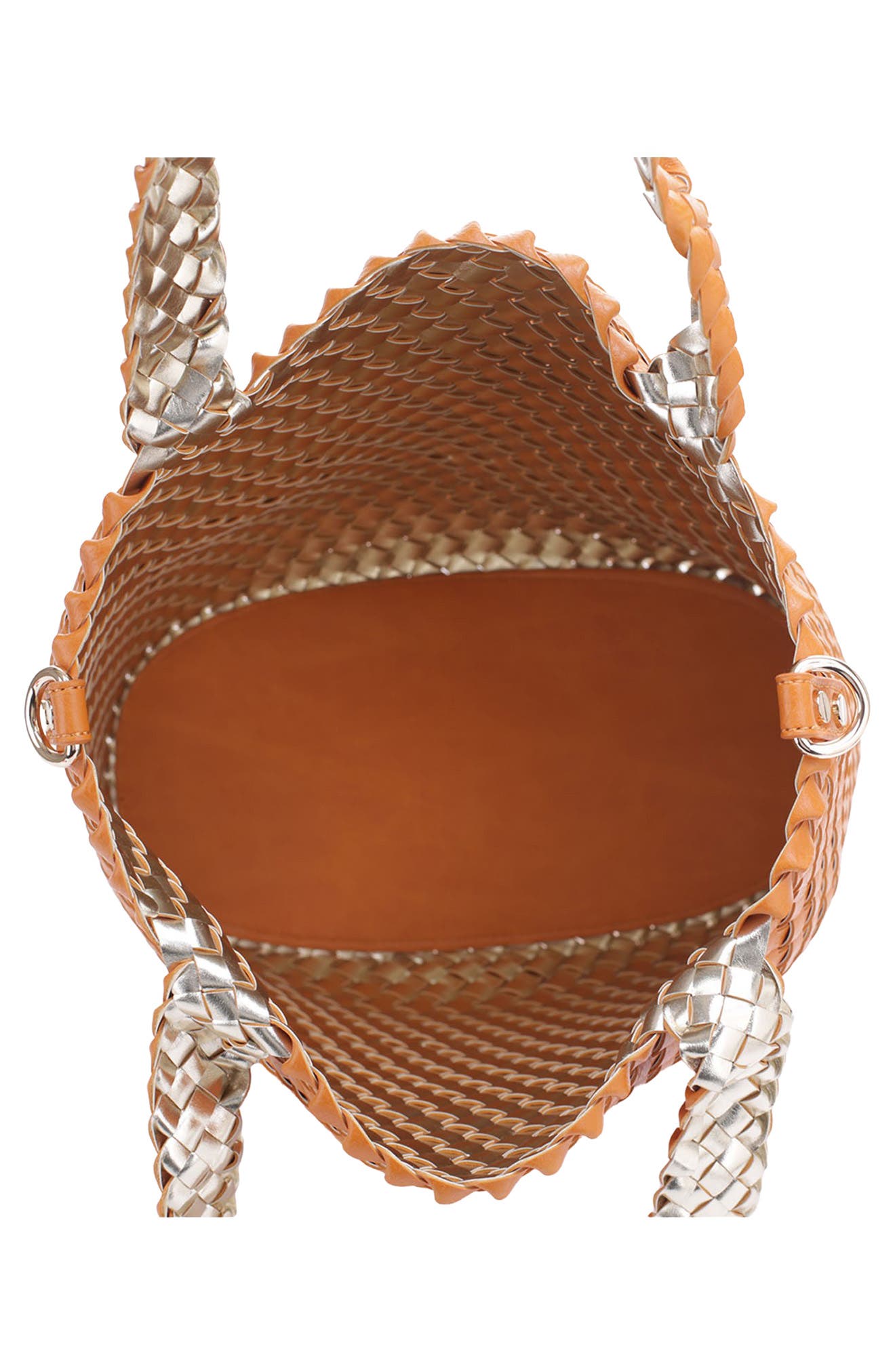 Ray Convertible Woven Vegan Leather Tote, Alternate, color, ORANGE