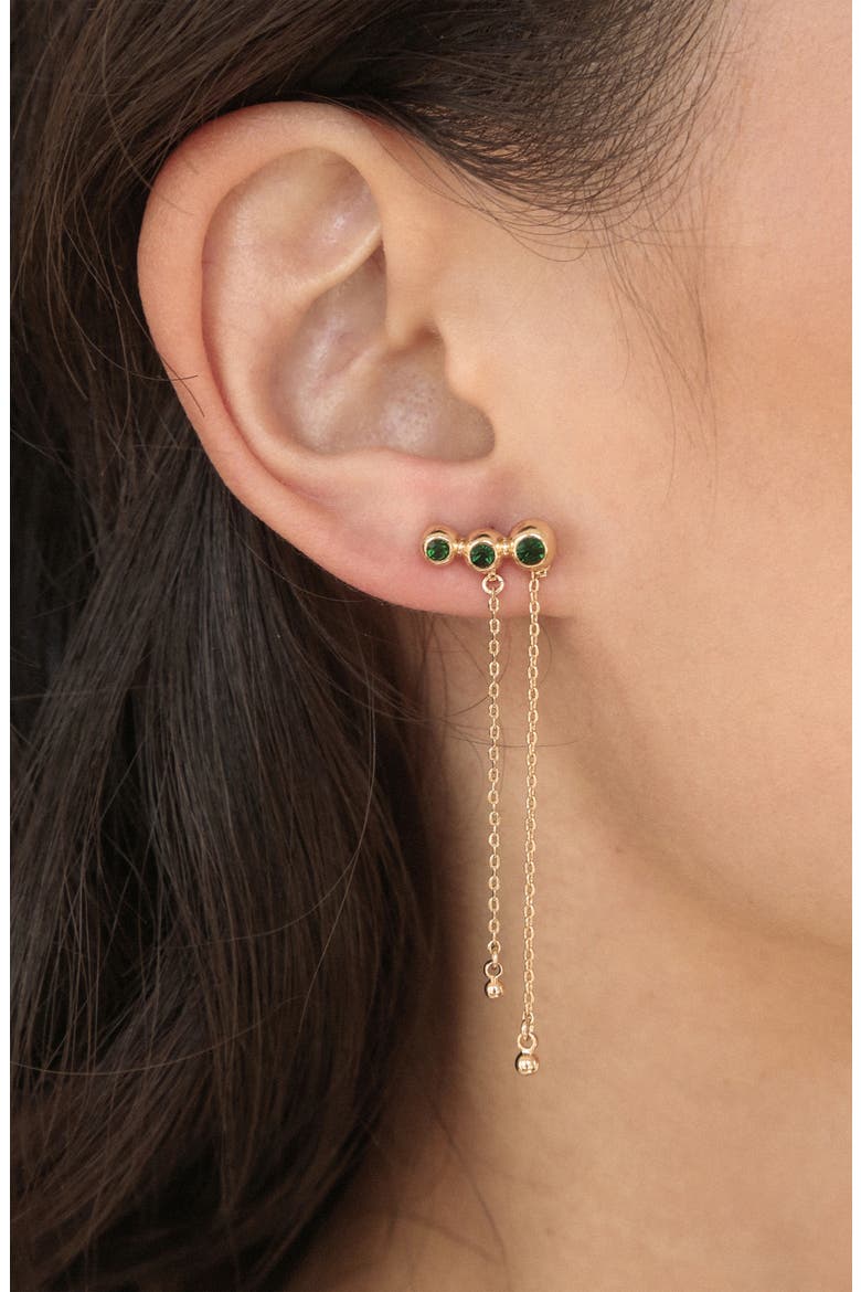 Deco Crystal Hanging Chain Drop Earrings, Alternate, color, GREEN