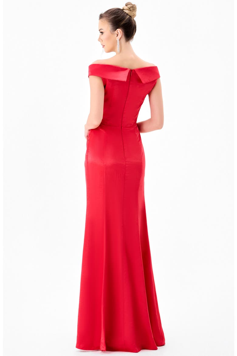 Aliana Off Shoulder Gown, Alternate, color, RED