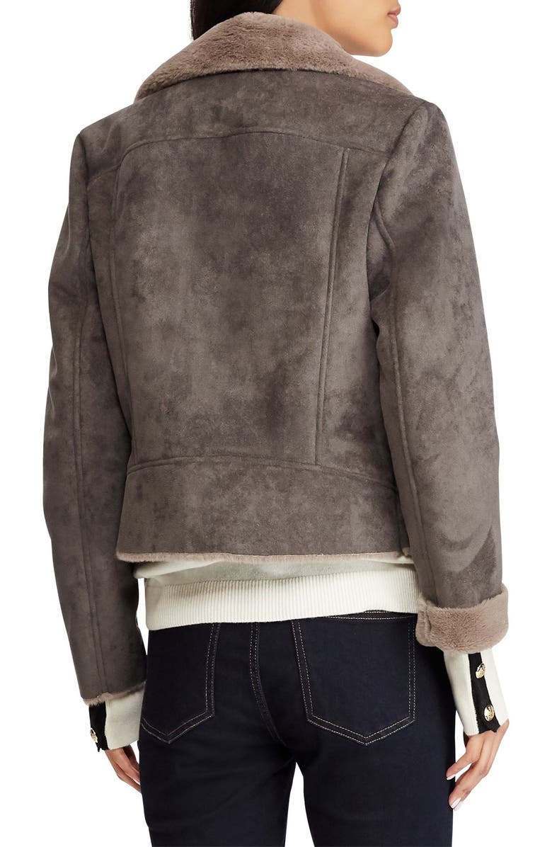 Lauren Ralph Lauren Faux Shearling Moto Jacket, Alternate, color, 