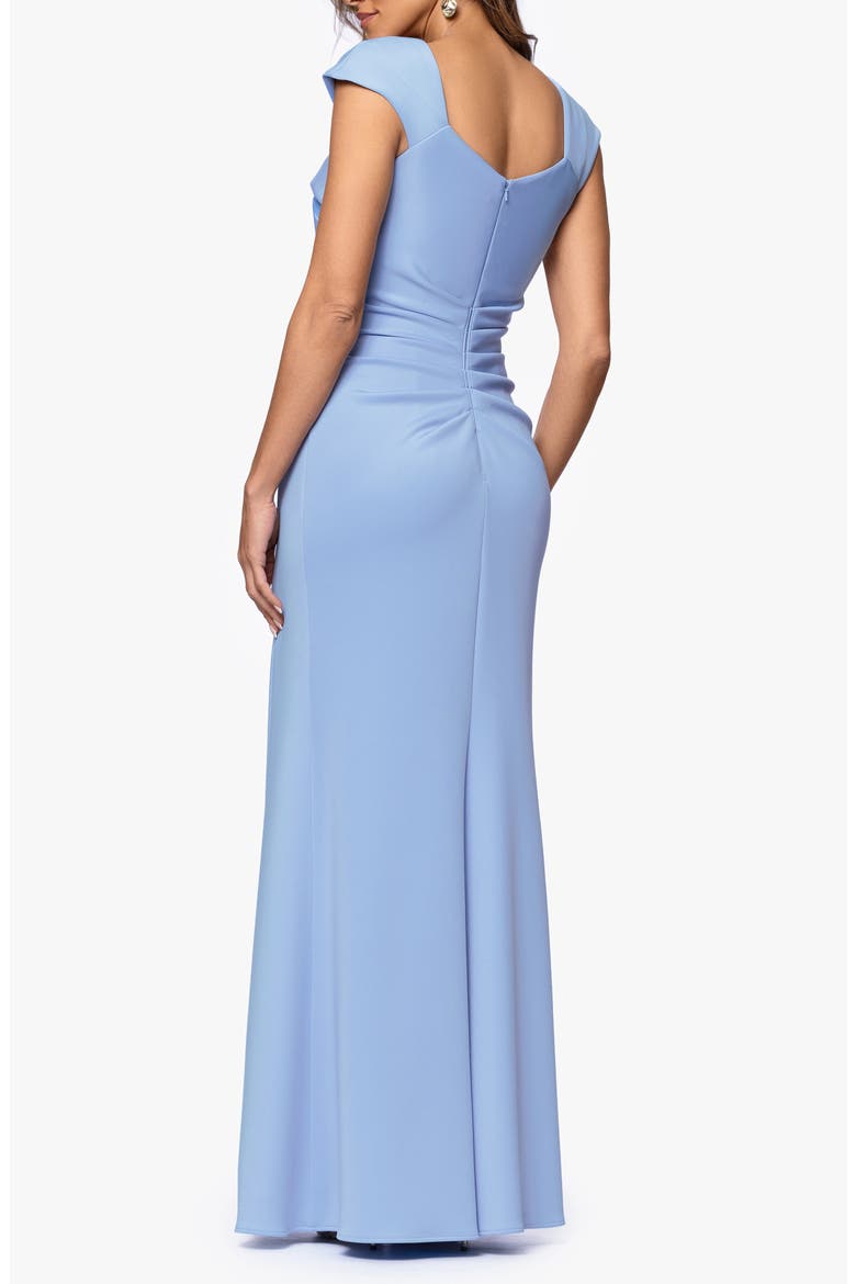 Asymmetric Neck Scuba Knit Trumpet Gown, Alternate, color, PERIWINKLE