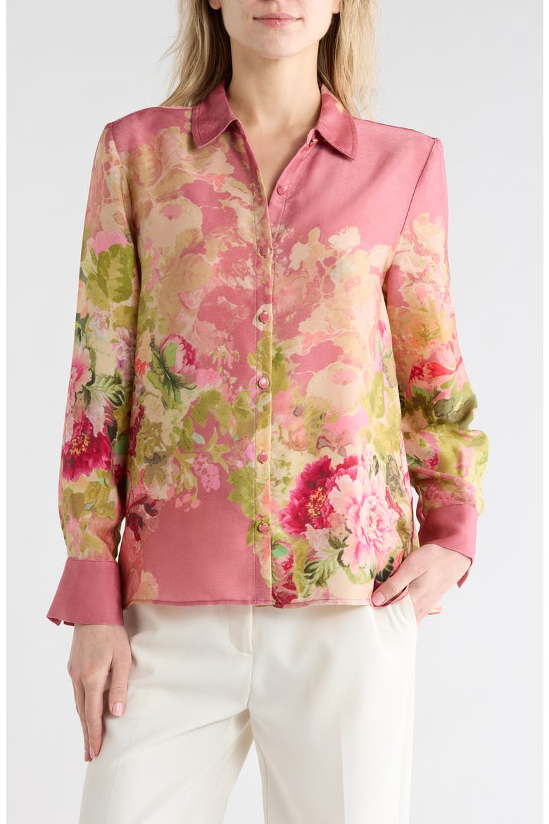 Shine Button-Up Shirt, Main, color, ROSE