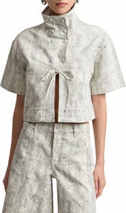 Avec Les Filles Python Print Short Sleeved Jacket
