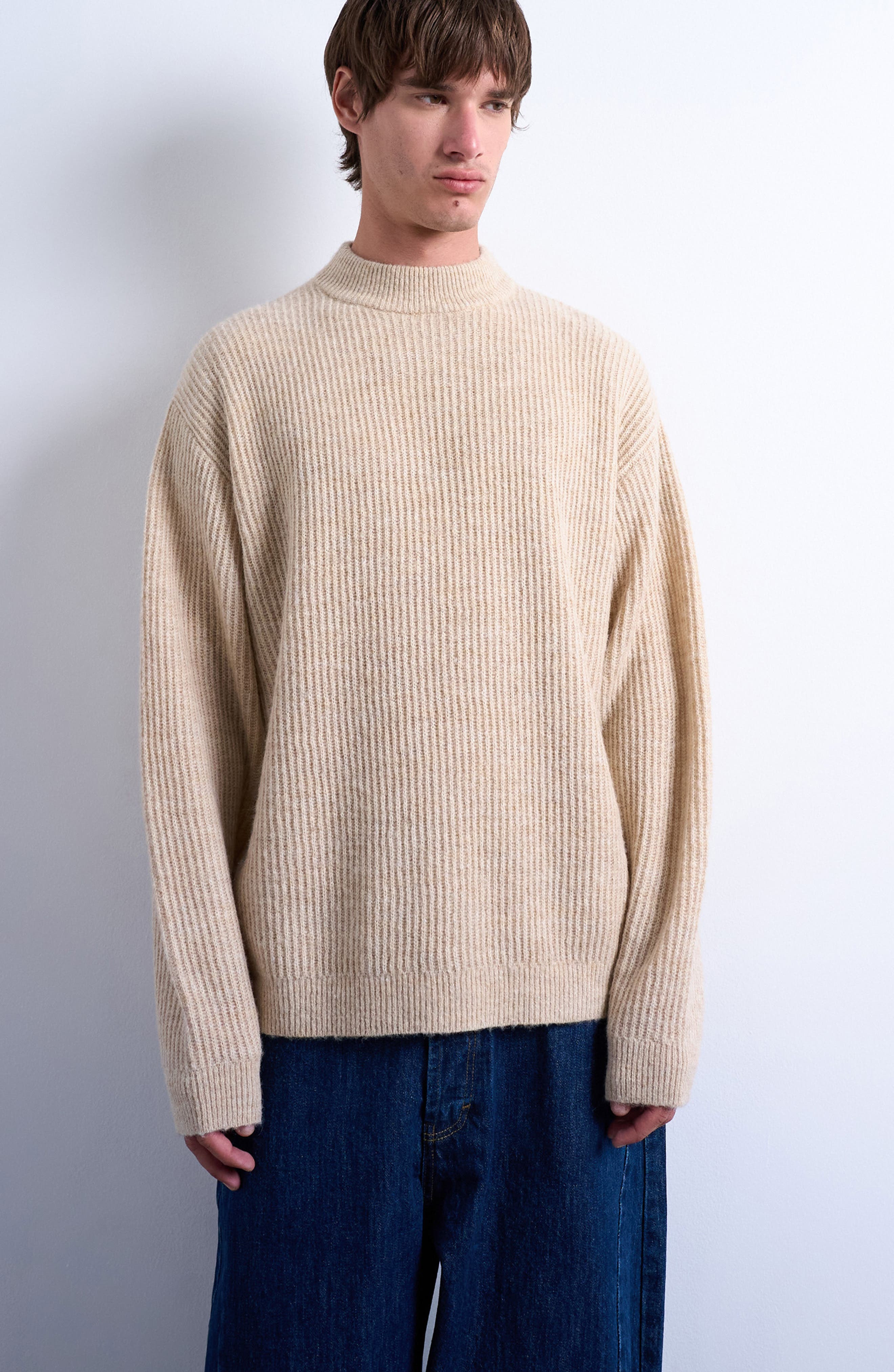 Topman Rib Mock Neck Sweater
