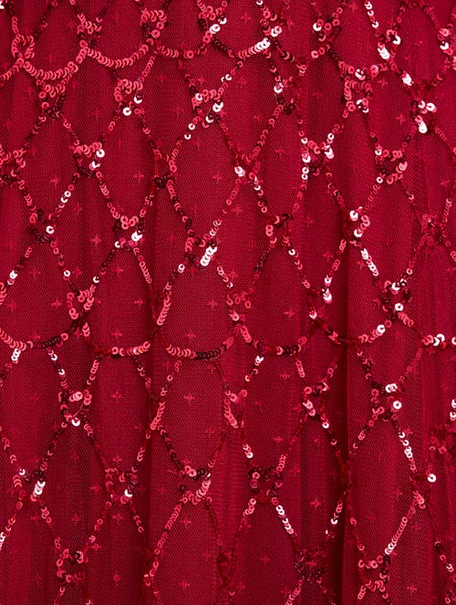 Needle & Thread Heart Lattice Cape Ankle Gown In Red