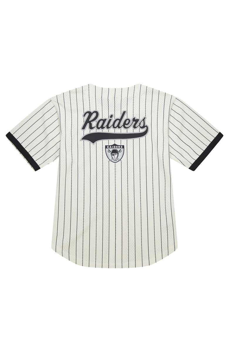 Mitchell & Ness Men's Mitchell & Ness  Cream Las Vegas Raiders Big & Tall Heavyweight Mesh Button-Up Fashion Jersey, Alternate, color, Cream