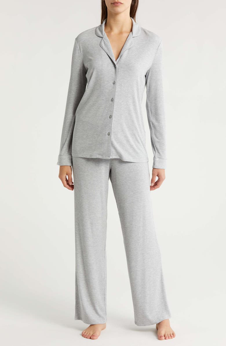 Nordstrom Moonlight Eco Easy Rib Pajamas, Main, color, Grey Heather