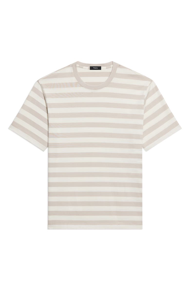 Theory Relaxed Stripe Pima Cotton T-Shirt, Alternate, color, Silver Cloud/Winter