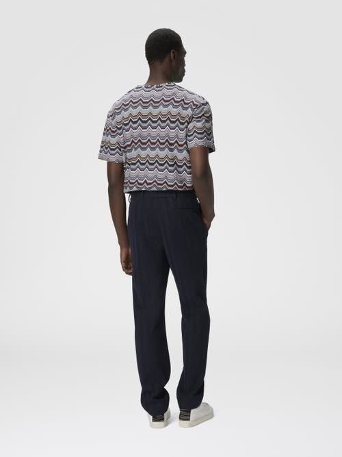 Missoni Straight Pants With Zigzag Pattern In Blue