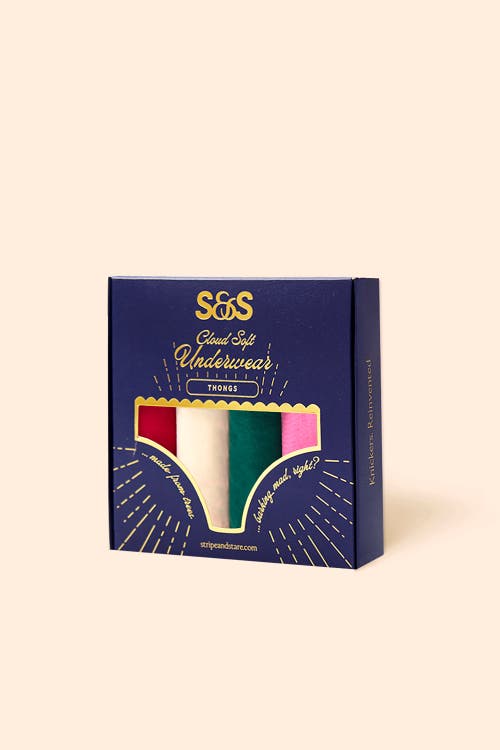 Stripe & Stare Thong Four Pack In Multi