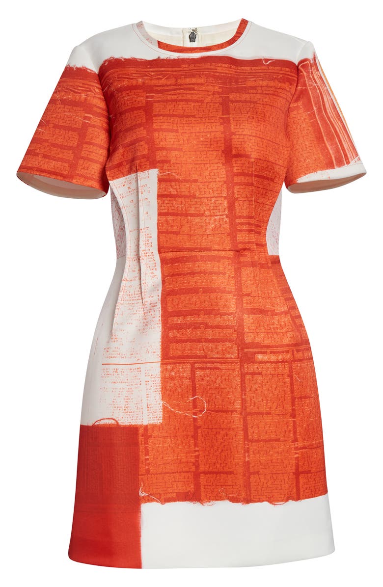 Jason Wu Collection Collage Print Matte Duchesse Satin Minidress, Alternate, color, Red Multi