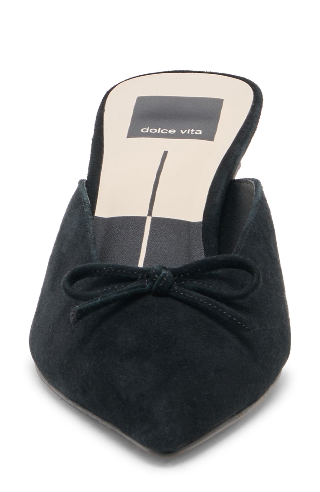 Cleo Pointed Toe Kitten Heel Mule, Alternate, color, NERO SUEDE