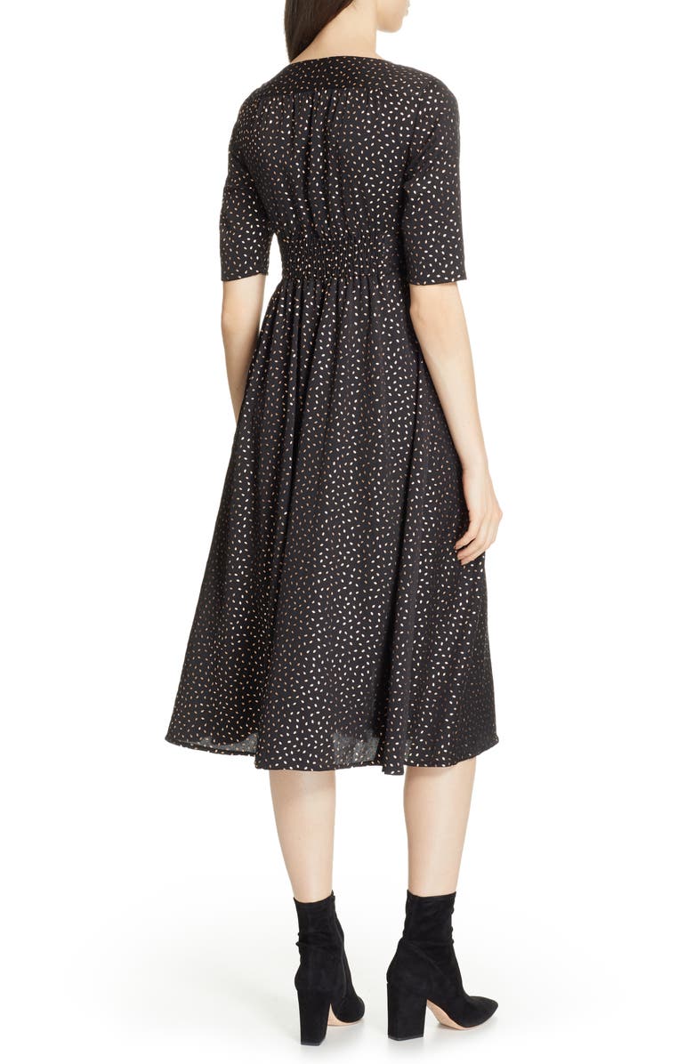 ba&sh Gala Foil Print Midi Dress, Alternate, color, 