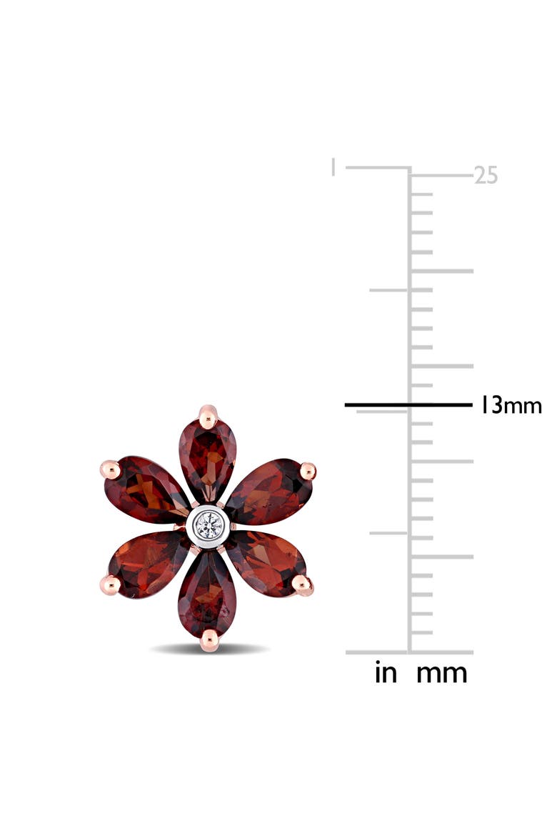 Garnet & Diamond Floral Stud Earrings 10k, Alternate, color, Garnet