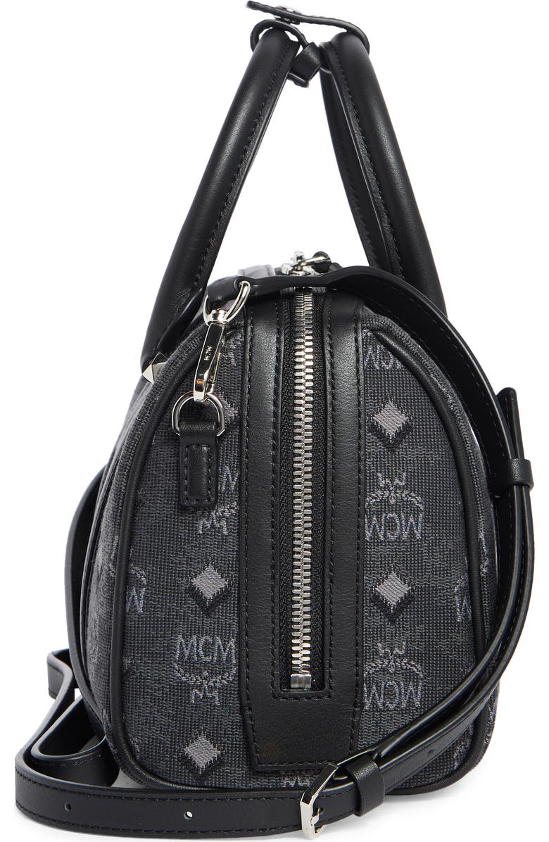 MCM Aren Barrel Bag, Alternate, color, Dark Grey