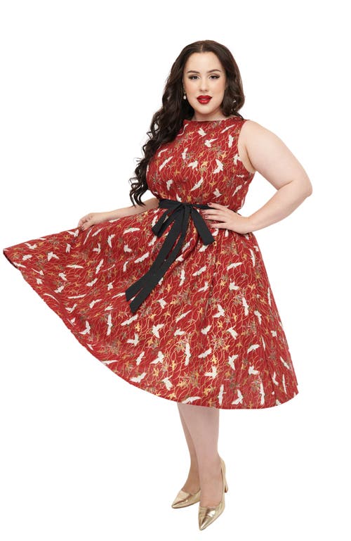 UNIQUE VINTAGE UNIQUE VINTAGE PLUS SIZE SLEEVELESS BELTED SWING DRESS