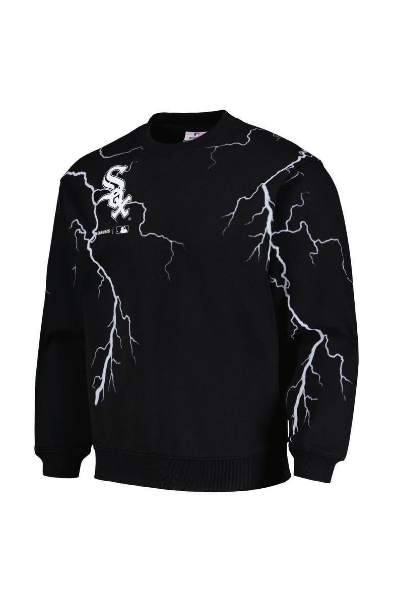 PLEASURES Men's PLEASURES  Black Chicago White Sox Lightning Crewneck Pullover Sweatshirt, Alternate, color, Black