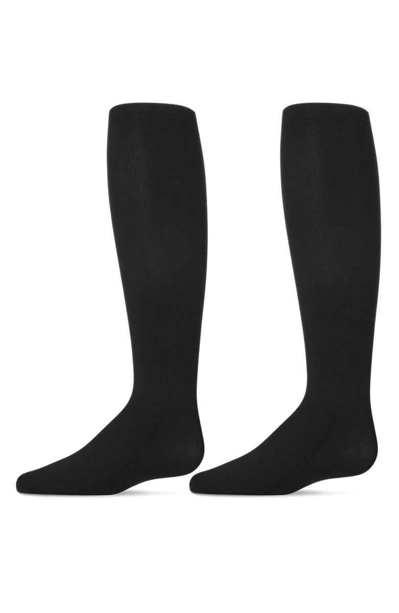MeMoi 3 Pair Pack Totally Opaque Microfiber Tights, Main, color, Black