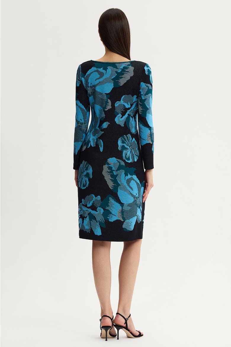 Floral Jacquard Soft Knit Midi Dress, Alternate, color, Deep Teal