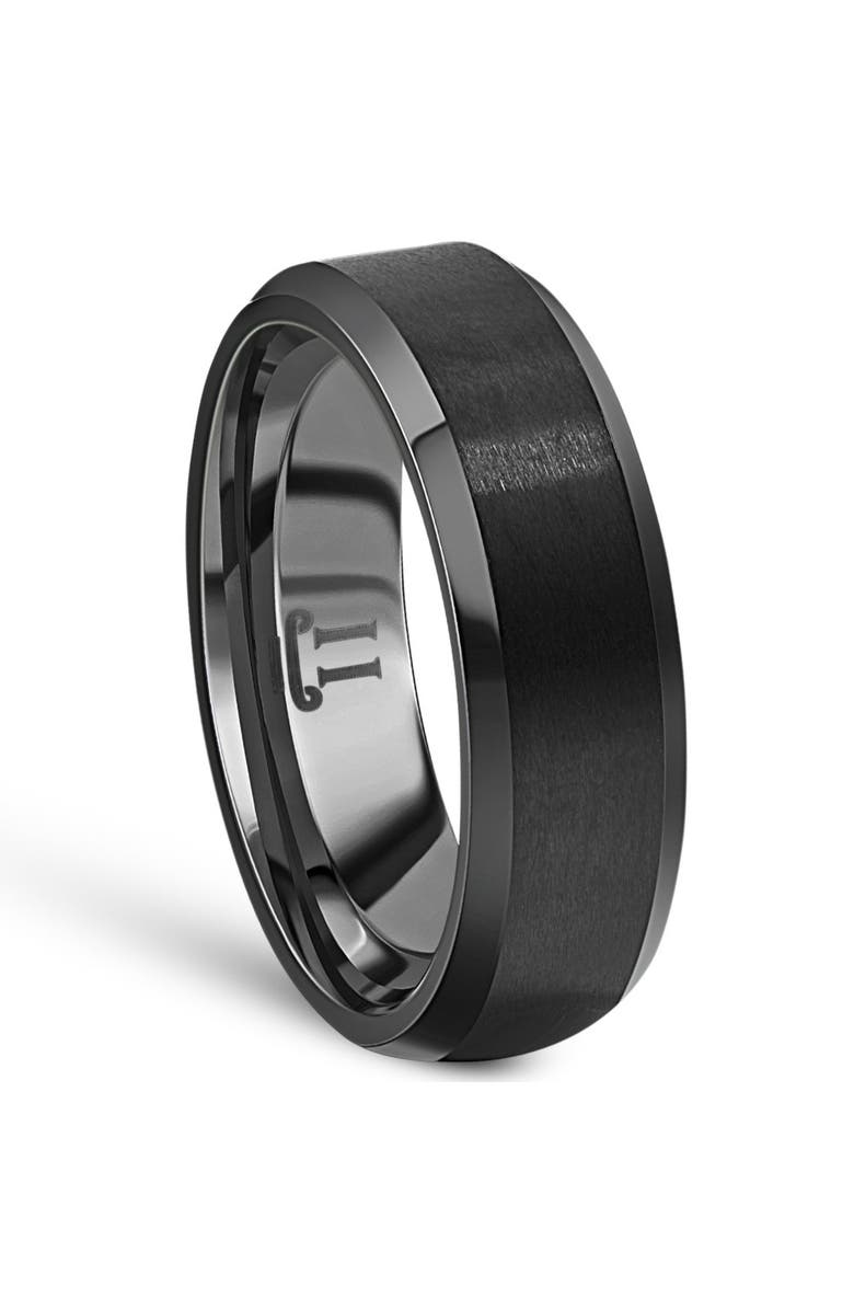Bliss Diamond Men's Brushed Black Tungsten 6mm Beveled Ring Wedding Band, Alternate, color, Black Tungsten
