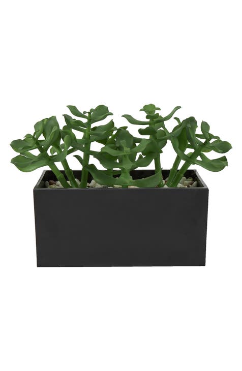 Green Faux Foliage Artificial Potted Plant