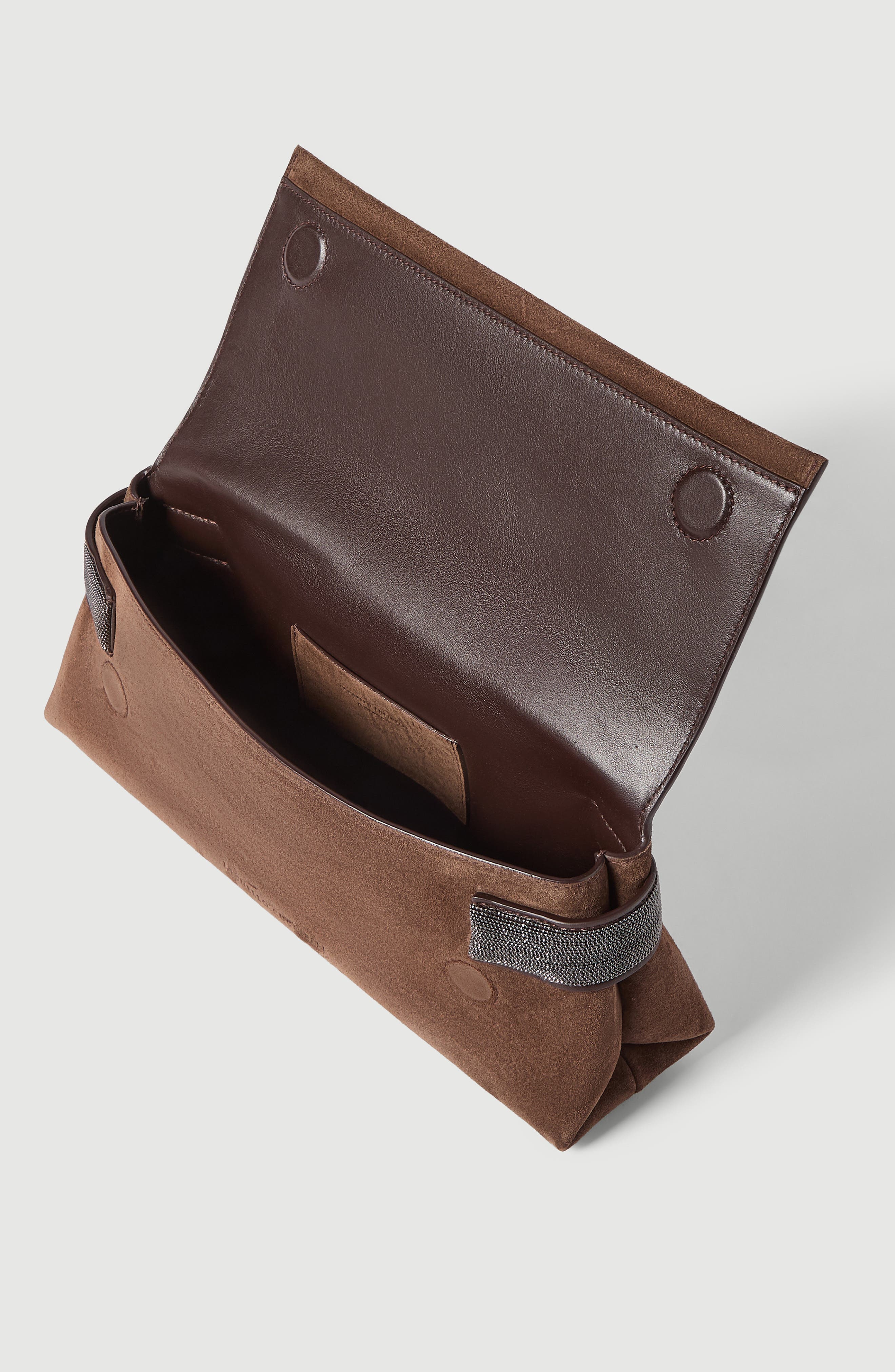 Suede Essence clutch bag, Alternate, color, Caramel