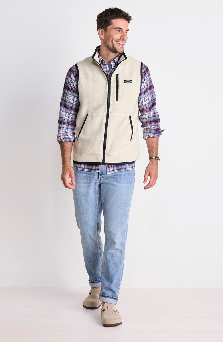 vineyard vines Bonfire Fleece Vest, Alternate, color, Stone