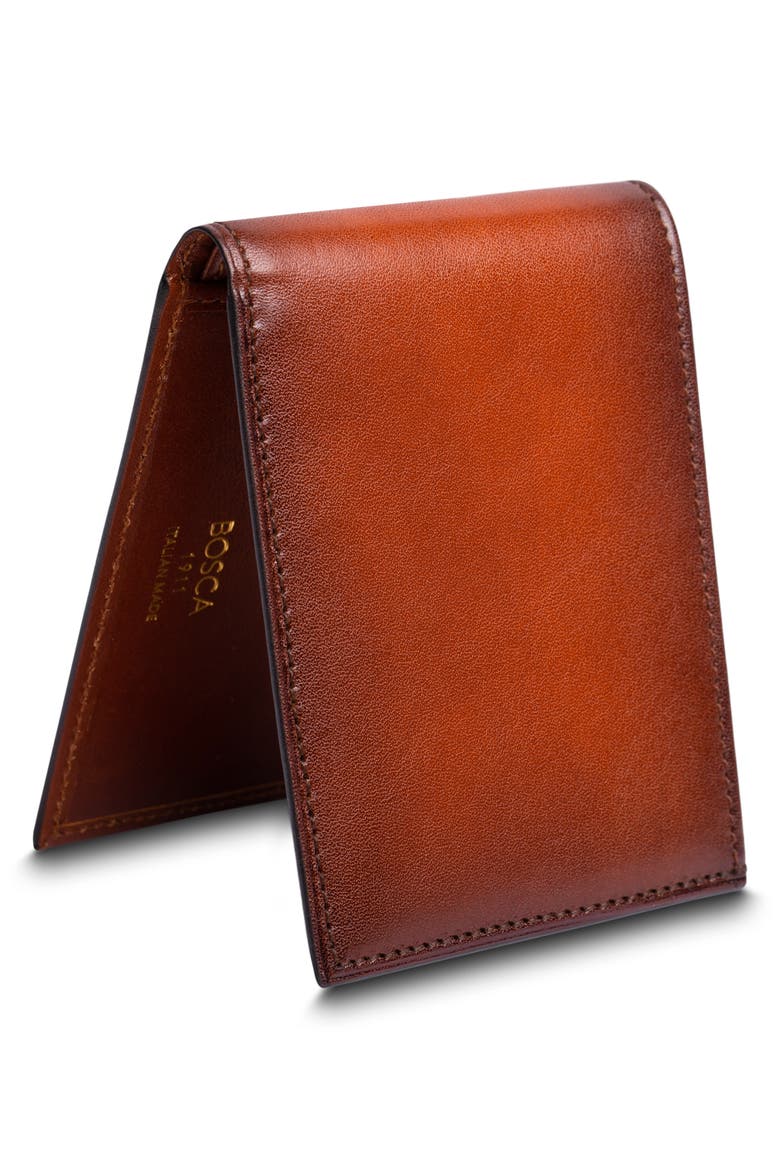Burnished Leather Small Bifold Wallet, Alternate, color, TAN/BLACK