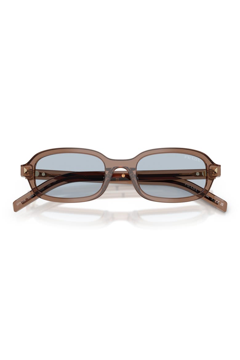 50mm Small Oval Sunglasses, Alternate, color, TRANSPARENT CLAY / BLUE/ GREY