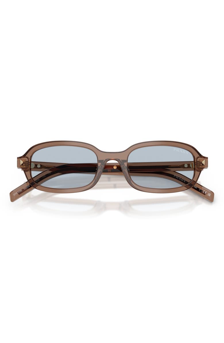 Prada 50mm Small Oval Sunglasses, Alternate, color, Transparent Clay / Blue/ Grey