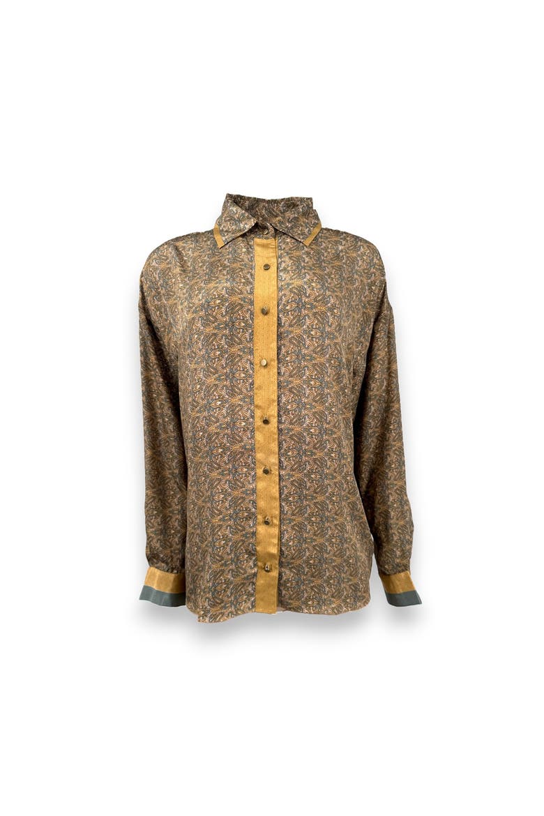 Paisley Motif Long Sleeve Shirt, Main, color, Mustard