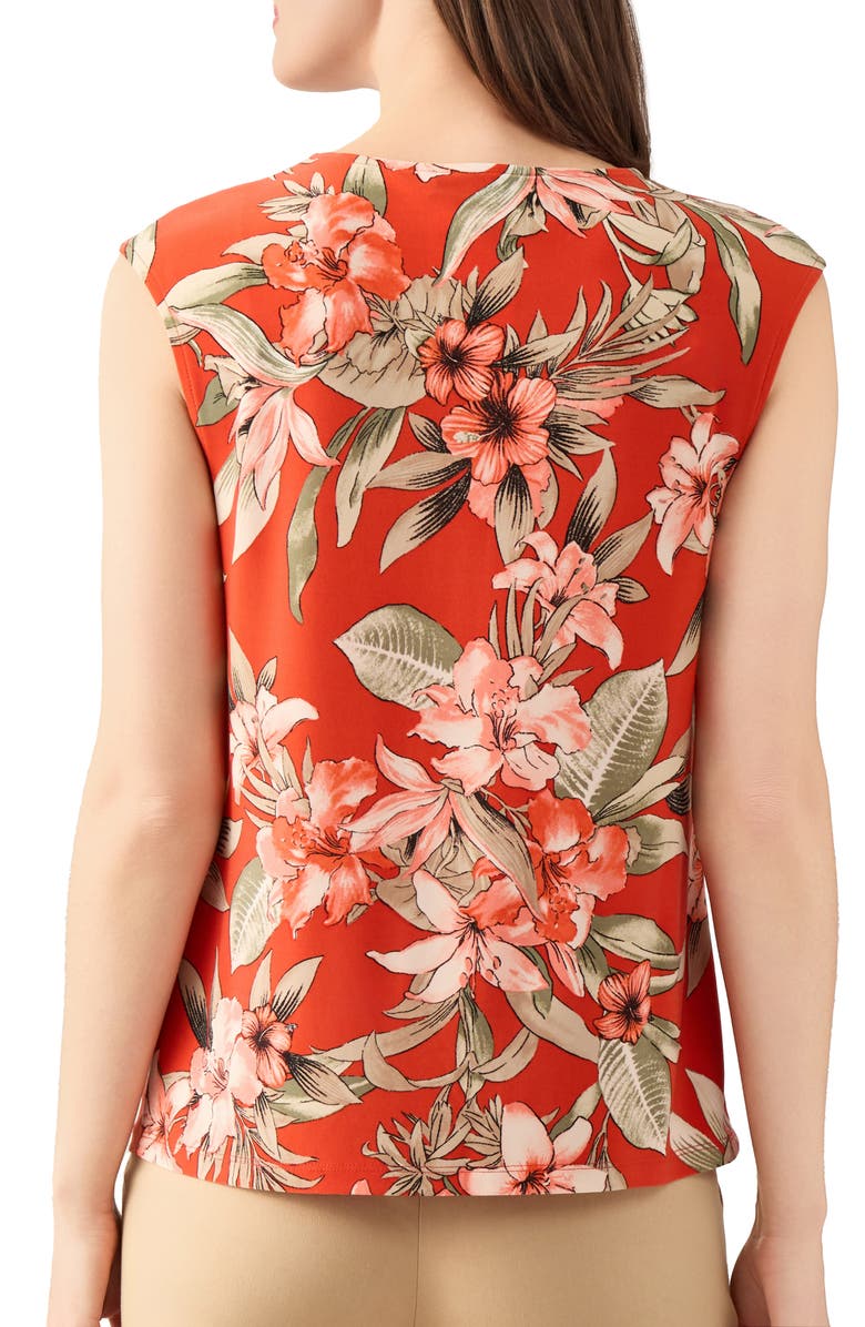 KASPER Floral Keyhole Sleeveless Jersey Top, Alternate, color, 