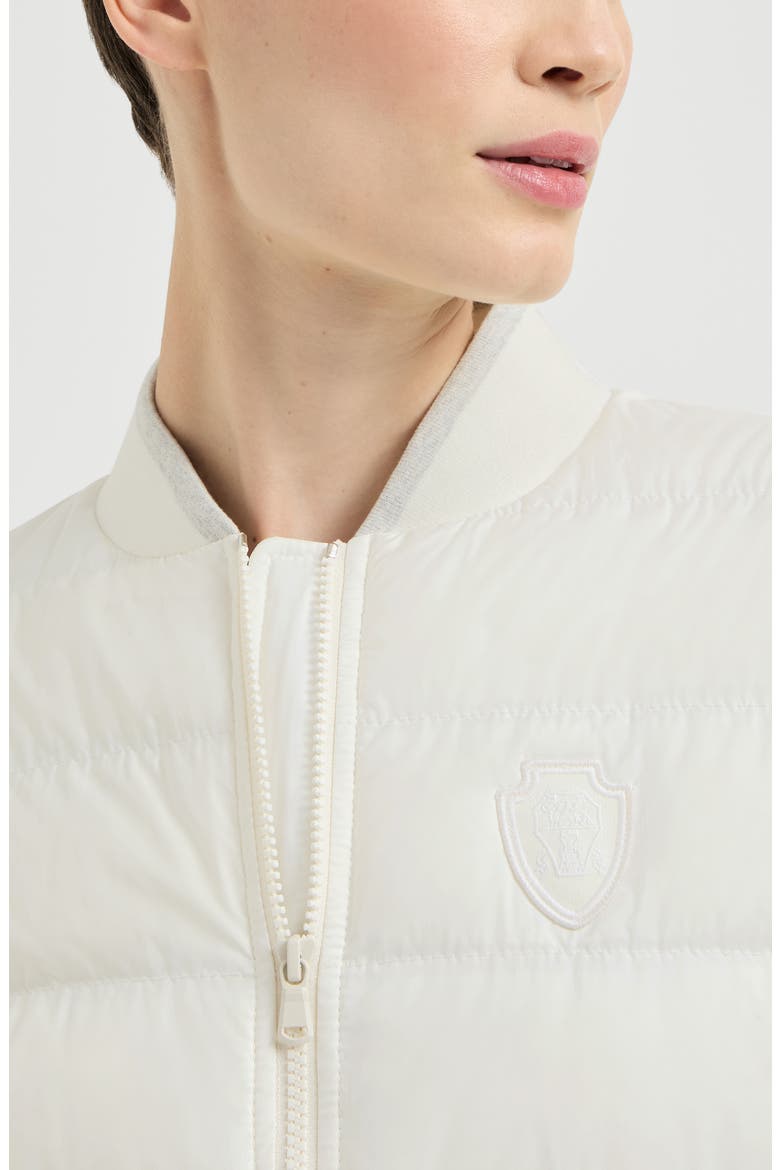 Water-resistant matte nylon down jacket with logo, Alternate, color, Milk