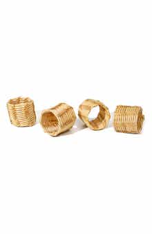 Tiramisu Coastal Weave Rattan Set of 4 Napkin Rings