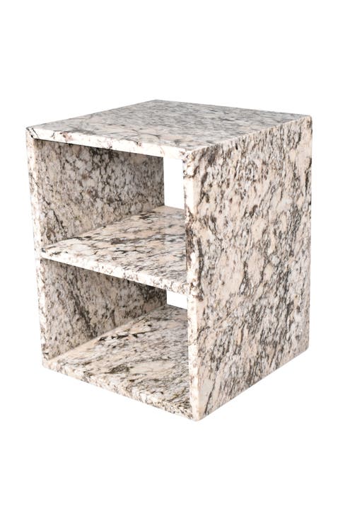 Sloane 20" Modern Natural Marble Handmade Rectangular 2-Shelf End Table