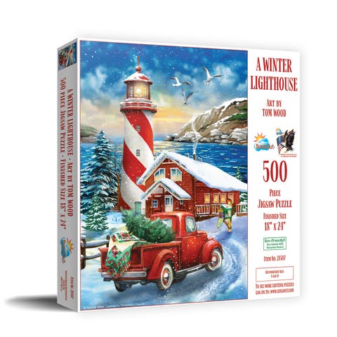 A Winter Lighthouse 500 piece Jigsaw Puzzle for Adults