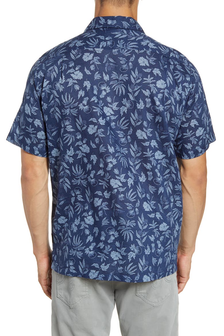 Lightweight A/C® Regular Fit Print Cotton & Hemp Short Sleeve Shirt, Alternate, color, FIBER FLORA/ STONE BLUE