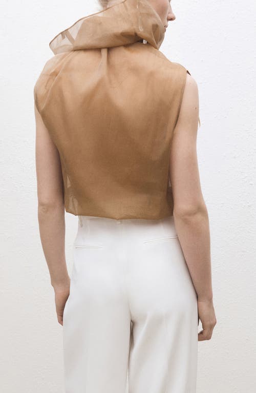 Mango Cotton & Silk Organza Top In Medium Brown