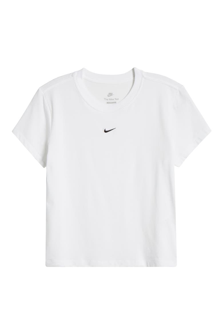 Sportswear Club Chill Knit Mod Crop T-Shirt, Alternate, color, WHITE/ BLACK