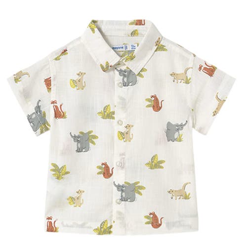 Mayoral Jungle Short Sleeve Buttondown Shirt in Natural 
