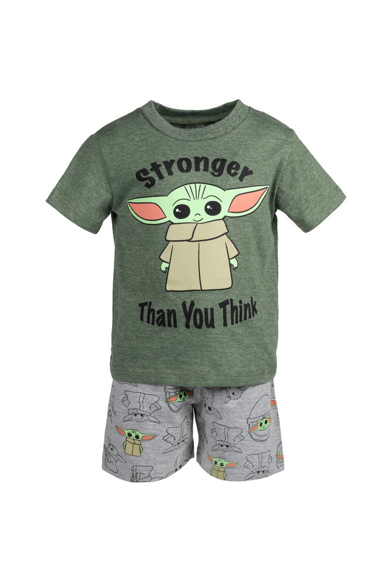 2-Piece T-Shirt and Shorts Set, Alternate, color, Grogu Olive Grey