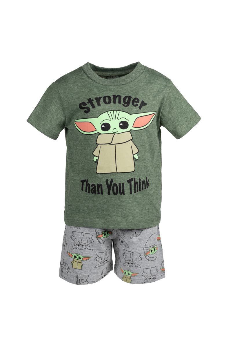 Star Wars The Mandalorian Grogu 2-Piece T-Shirt and Shorts Set, Alternate, color, Grogu Olive Grey