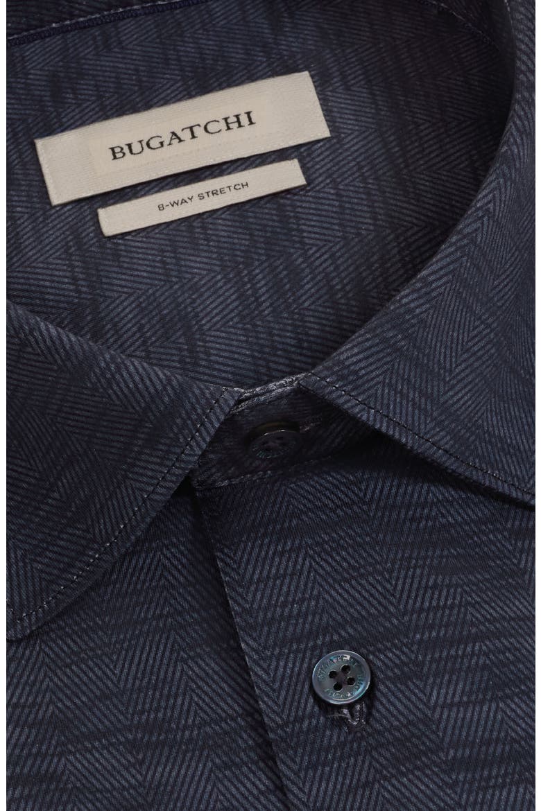 James OoohCotton® Herringbone Print Button-Up Shirt, Alternate, color, NAVY