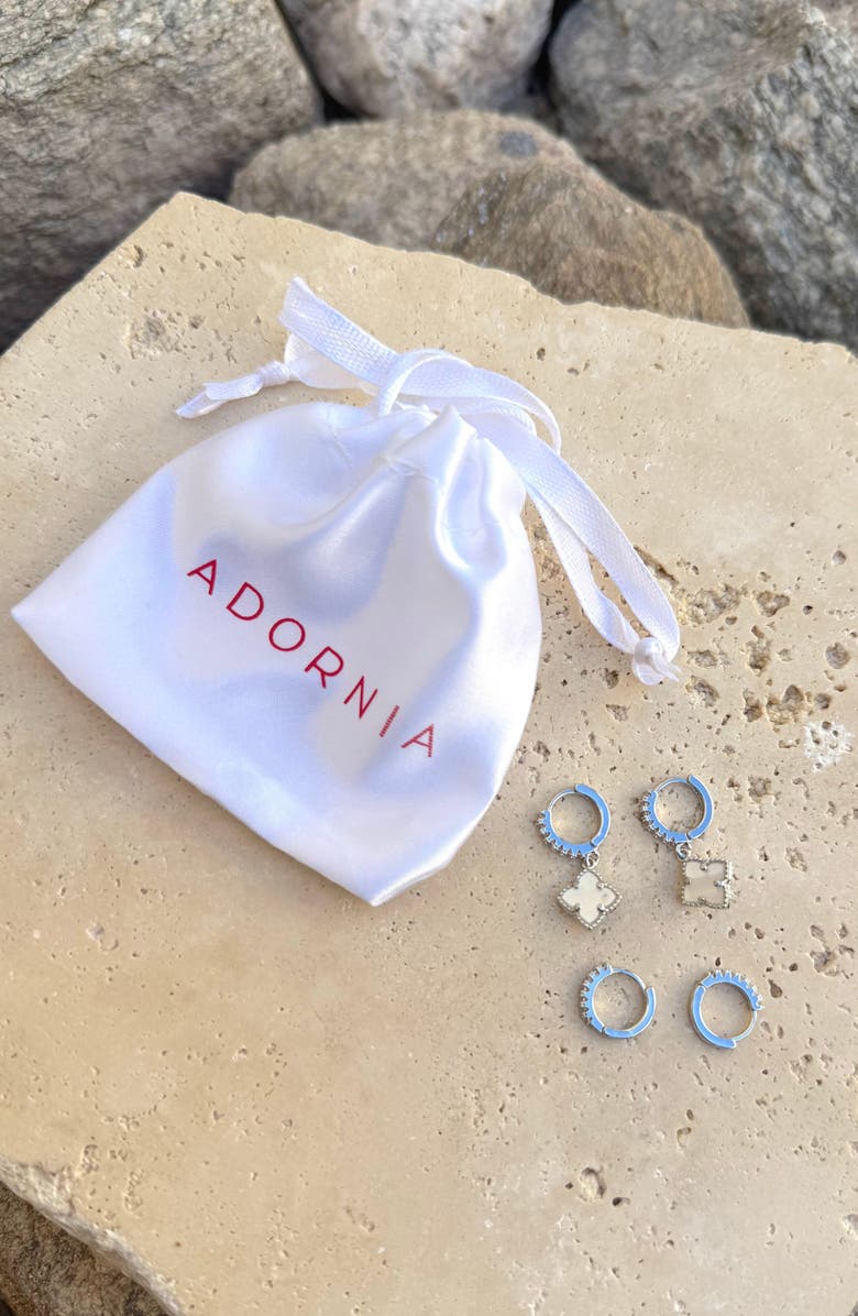 Adornia Set of 2 Clover of Hoop Earrings, Alternate, color, Silver