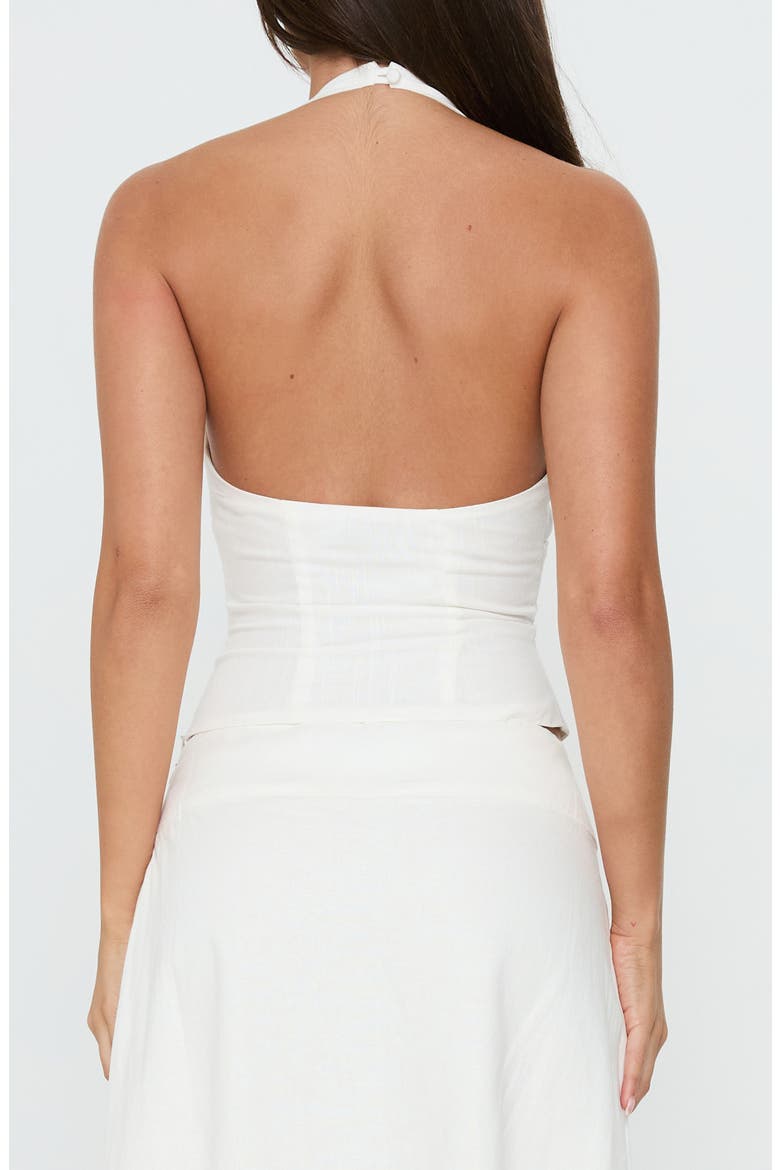 No Pressure Lace Trim Halter Top, Alternate, color, WHITE
