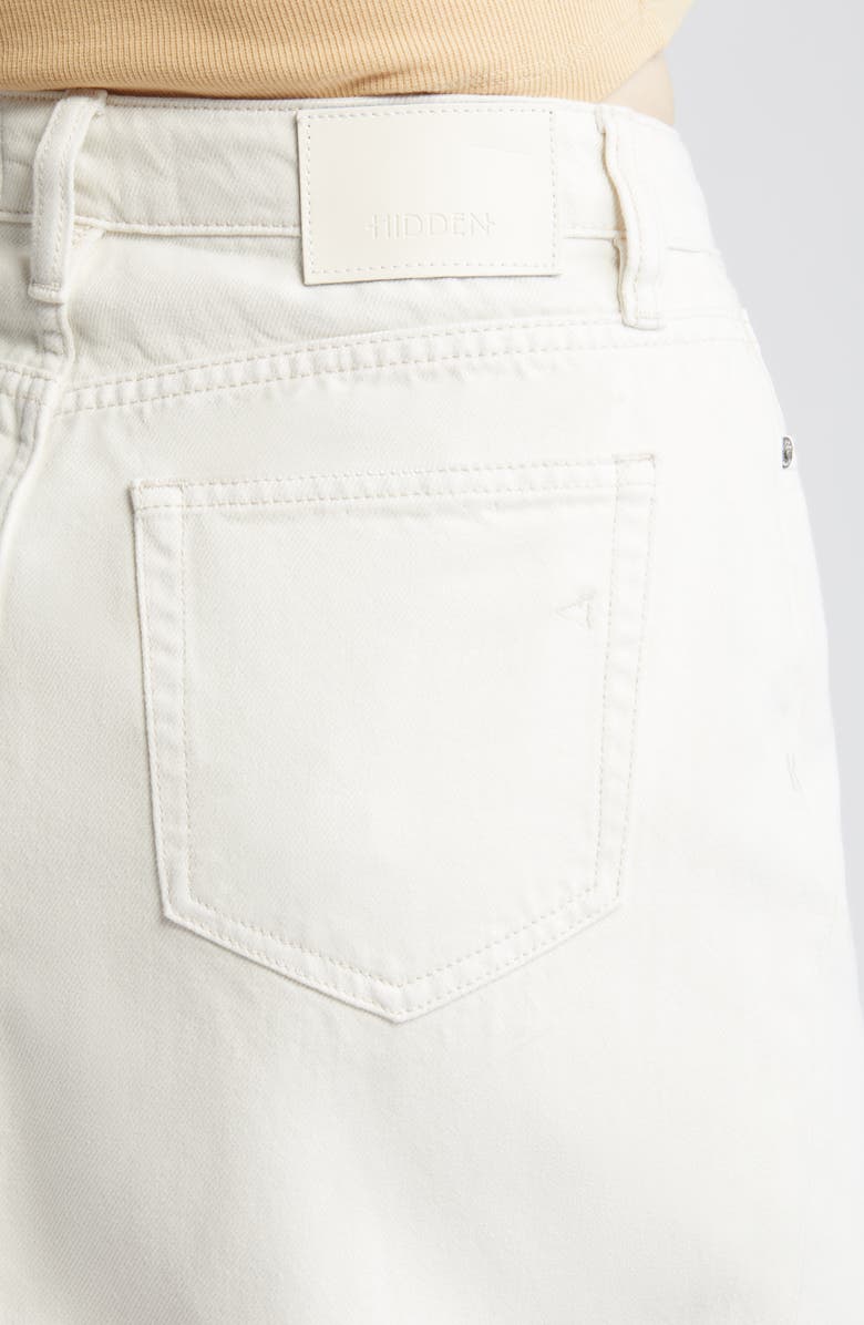 HIDDEN JEANS Front Slit Denim Midi Skirt, Alternate, color, White