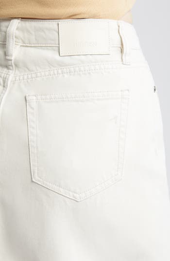 Front Slit Denim Midi Skirt